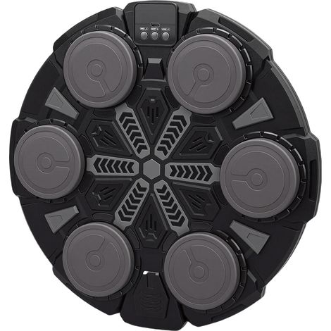 Machine de boxe musicale intelligente murale, 5 vitesses, modes rythmiques amusants, cible de frappe électronique Bluetooth avec lumières LED pour la maison, 6 cibles, édition noire rechargeable (1/5)