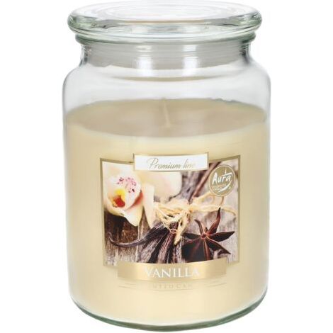 Grande bougie parfumée en verre avec couvercle vanille Idée cadeau aromathérapie Bougies décoratives Durée de combustion jusqu'à 100 heures-NANOTEH (1/5)