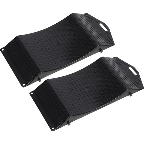 2 rampes de protection de pneus robustes et résistantes, antidérapantes, pour voiture, camion, SUV, camping-car, remorque, caravane. Dimensions : 44,4 x 19,5 x 3,5 cm / 17,48 x 7,67 x 1,37 pouces. (1/5)