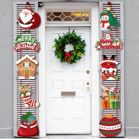 Bannière suspendue de porte - - Décoration de Noël - 10 pièces - 30 cm - Gris (1/5)