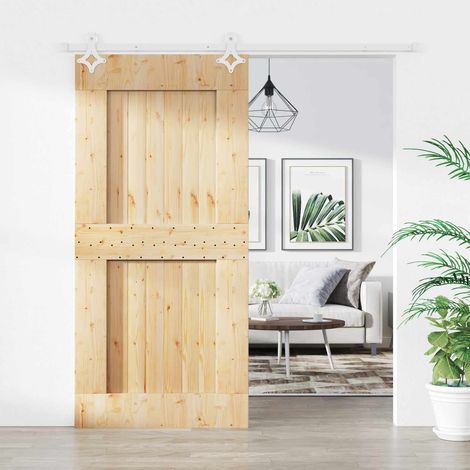 vidaXL Porta scorrevole Naturale e Bianco 95 x 210 cm