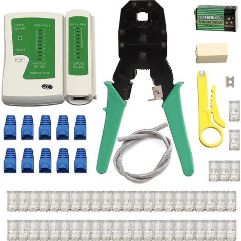 Ethernet-LAN-Kabelset, hochwertiges Crimpwerkzeug, Abisolierzange, RJ45-Tester