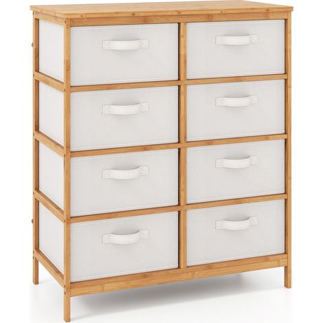 8 tiroirs pour un rangement organisé, commode beige avec plateau spacieux pour chambre ou salon (1/2)
