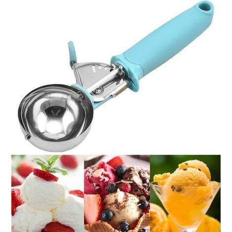 Ice Cream Scoop - Blue - Stainless Steel - Ergonomic Handle - 21.5x6cm - 93g (1/4)