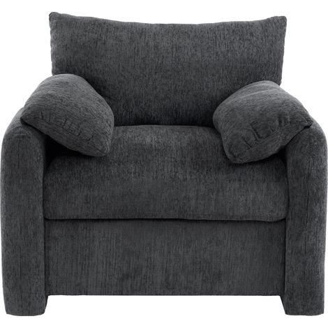 ELVMI Poltrona da Salotto con Cuscini Bracciolo e Seduta Ampia Ergonomica, in Ciniglia Grigia (1/5)