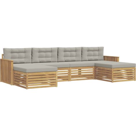 Conjunto de sofás de exterior 6 pcs Blanco y Gris Claro vidaXL (1/5)