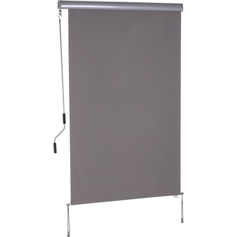 Senkrechtmarkise für Balkon 120 x 200 cm Grau mit Kurbel (1/5)