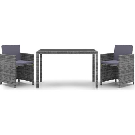Maison Exclusive - 3-tlg. Garten-Essgruppe mit Kissen Poly Rattan
