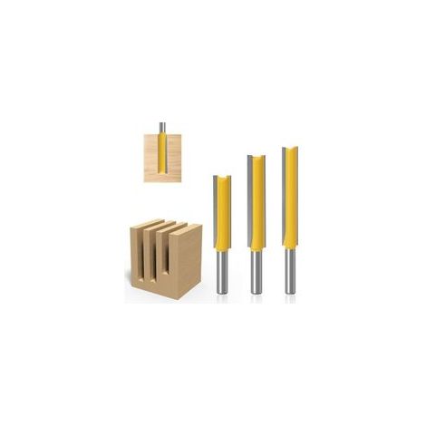 Set di 3 punte dritte con gambo da 8 mm, punte per fresatrice in metallo duro, utensili per la lavorazione del legno, set di 3 punte dritte extra lunghe, 8 x 12,7 x 50, 8 x 12,7 x 63, 8 x 12,7 x 76 - 