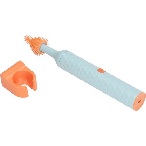 Brosse de nettoyage pour biberons, étanche IP65, électrique, 2 vitesses, poils rotatifs en silicone, ensemble brosse pour pailles en silicone, bleue (1/5)