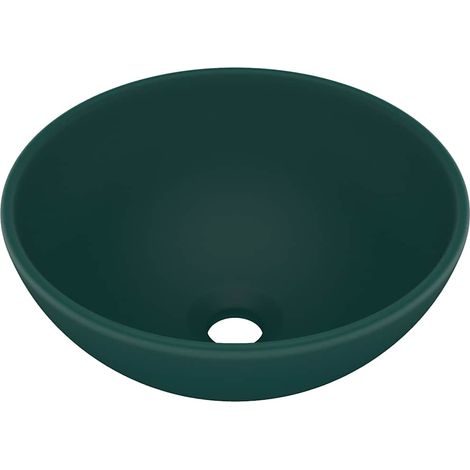 Lavabo vasque à poser Luxueux, rond Bac à laver, Vert foncé mat 32,5x14cm Céramique OIB1188E (1/5)