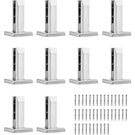 Pinces à Verre Carrées Garde-Corps Lot de 10 Inox 304 Double Face pour Verre Trempé 8-12 mm 100x100x160 mm Poli (1/5)