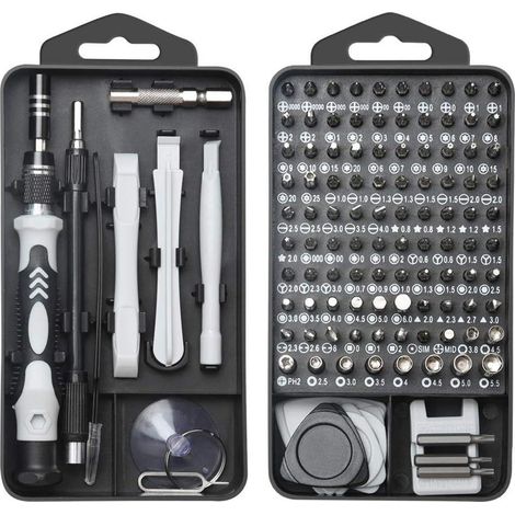 Precision Bit Set, 122 EN 1 Mini Set Tournevis Precision, Kit De Réparation Portable Pour Ordinateur/Laptop/iPhone/Lunettes, Mini Outils De Réparation à La Main(01020117) (1/5)