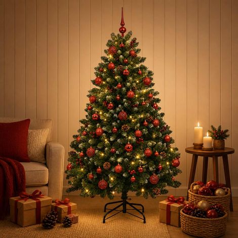 vidaXL Árbol de Navidad artificial verde con bolas 150 cm 150 LED (1/5)