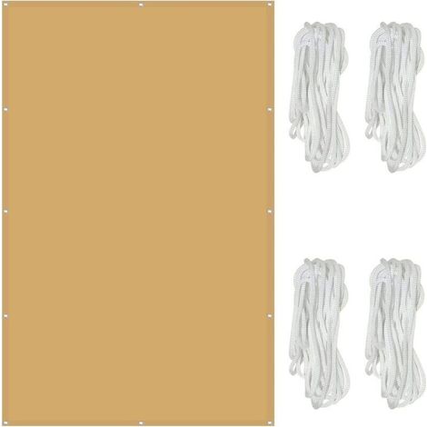 Voile d'ombrage Imperméable Rectangulaire 2 x 3 m Une Protection des Rayons UV à 98% Voile D'ombrage Toile, avec Cordes de 1.5 m pour en Plein air, Jardin & terrasse,Crème