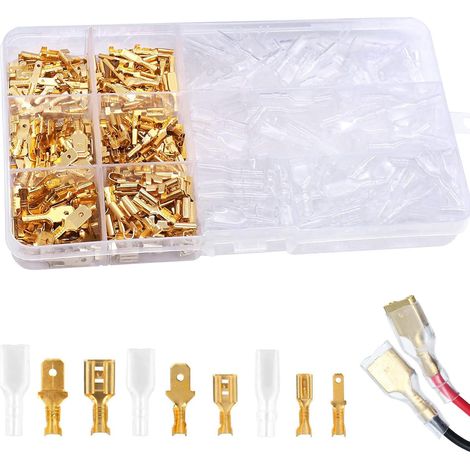 Cosses Electriques a Sertir, Cosse Mâle Femelle, Mâle Femelle Spade Connecteurs, Fil Terminal À Sertir, Connecteur de Fil Electrique, 315pcs 2,8 mm 4,8 mm 6,3 mm, pour Haut-Parleur de Voiture (1/5)