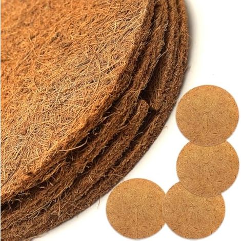 Disques de protection ronds en noix de coco Akuoly, 40 cm de diamètre, contre l'humidité, le gel et l'hiver, pour plantes en pot, lot de 4 tapis (1/3)