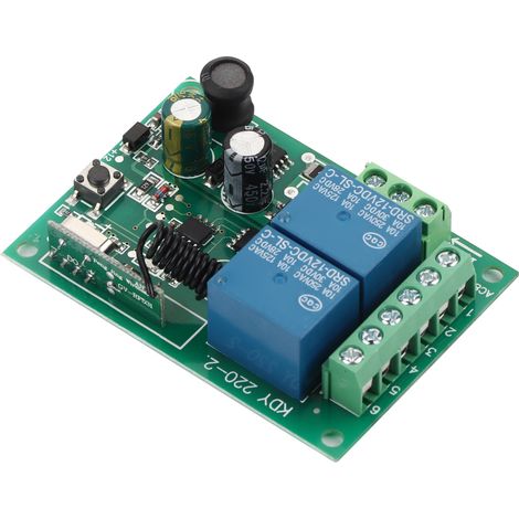 Récepteur de relais de commande à distance sans fil FR 433 MHz AC85V-AC220V (2 canaux) (1/5)