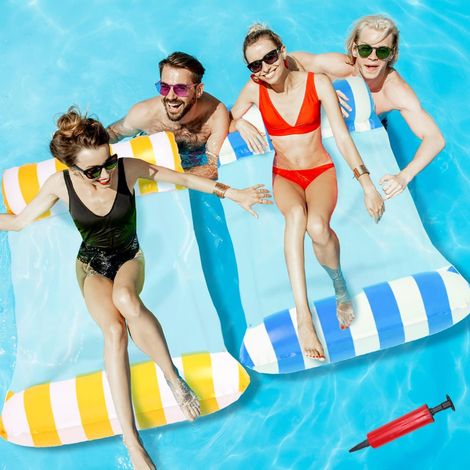 2 Pièces Hamac Flottant Piscine, 4 in 1 Matelas Gonflable Piscine pour Adultes115×66cm Bouée Gonflable Bain de Soleil Relaxant pour Plage Vacances Été (1/5)
