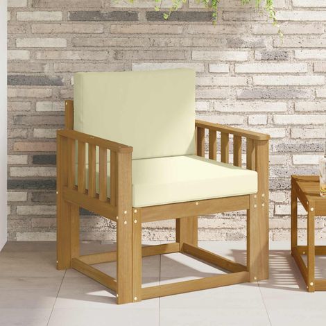 Ensemble Canapé de Jardin 2 Pièces en Bois d'Acacia Massif Blanc et Crème, 14.9kg - PANGIVO (1/5)
