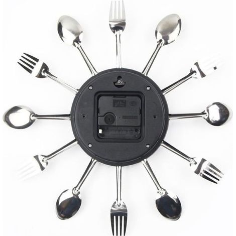 Horloge De Cuisine - Miroir 3D Autocollant Amovible - Pour Décoration Salle À Manger Et Cuisine - 32 Cm - Argent Métallique (1/5)