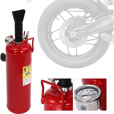 Inflador de neumáticos de 9 l, 8 bares, potenciador de inflado de neumáticos con manómetro, para vehículos eléctricos y motocicletas, color rojo (1/5)