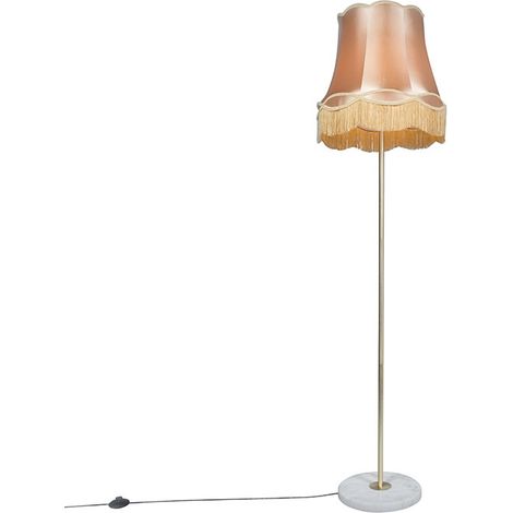 Retro Stehleuchte Messing mit Granny Schirm Gold 45 cm - Kaso
