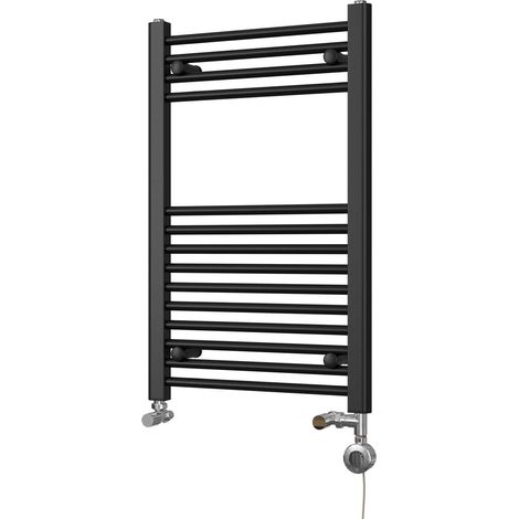 Zennor - Black Dual Fuel Towel Rail H800mm x W500mm Thermostatic - Straight (1/3)