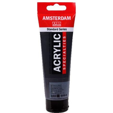 Peinture acrylique - Talens - AMSTERDAM - 120 ml - Noir Métallique - Satiné