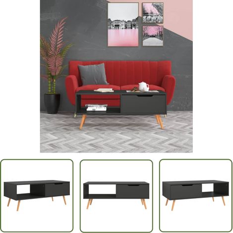 The Living Store Table basse Gris 100x49,5x43 cm Bois d'ingénierie - Table Basse - Meuble Salon - Bout De Canapé - Table D'appoint - Design Moderne (1/5)