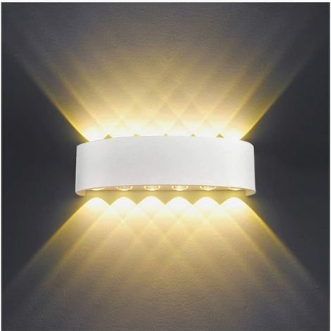Applique murale décorative 12W avec 12 LED double tête haut et bas éclairage led applique murale étanche intérieure et extérieure，Convient pour le salon, l'allée, la lampe murale d'intérieur (1/5)