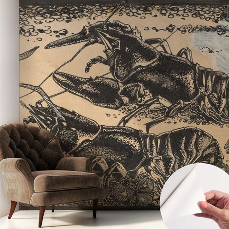 Papier peint autocollant avec imprimé pour décoration intérieure pour rénovation a motif Écrevisses 250x250 cm (1/5)
