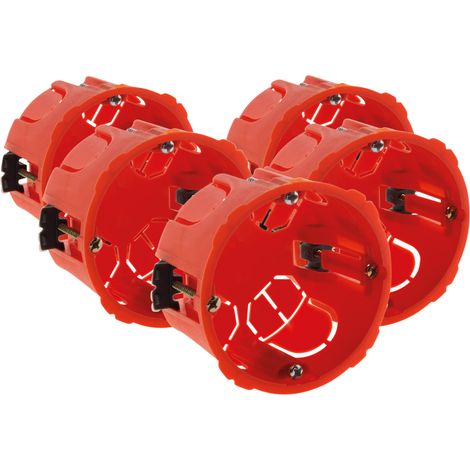 Zenitech – Lot de 5 boîtes d'encastrement mural Ø65mm – Profondeur 40mm – Fixation par vissage – Haute résistance au feu 850°