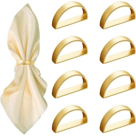 Lot de 8 ronds de serviette avec perles en bois, coloris or mat, décoratifs, idéals pour la décoration de table à la maison, lors des mariages, repas et réceptions (1/5)
