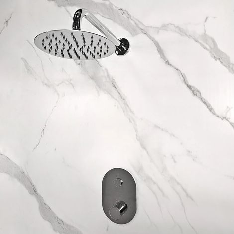 Dornach Concealed Thermostatic Shower Valve with Arm & 200mm Fixed Shower Head (1/4)