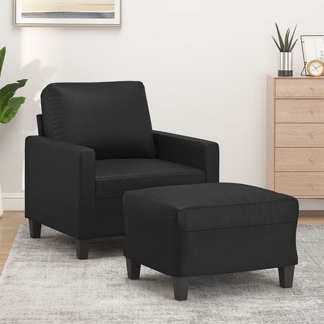 Sessel mit Hocker Schwarz 60 cm Kunstleder