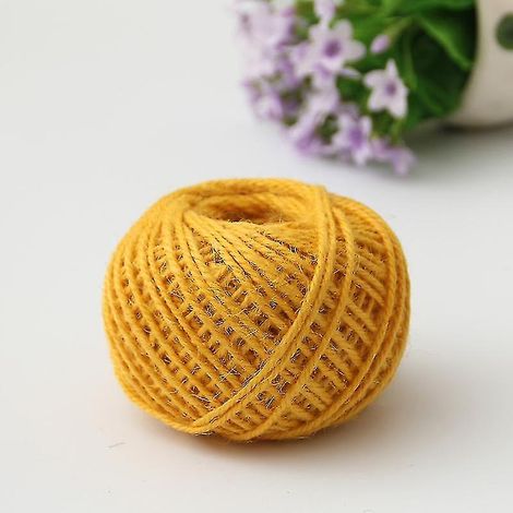 morceaux de ficelle de jute de 50 m, 3 brins, épaisseur 2 mm, idéale pour la décoration de jardin, l'art floral, les loisirs créatifs et le nouage.-Orange