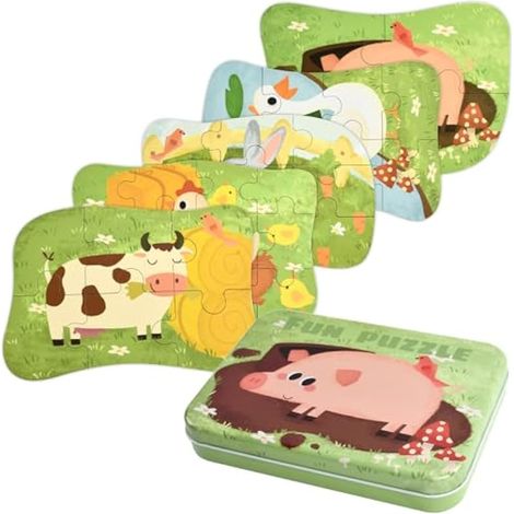 Puzzle Enfant 2 3 4 5 Ans, Puzzles en Bois pour Enfants,Jouet Puzzle pour Enfants, Jouet Puzzle en Carton éducatif pour garçons Filles 2-5 Ans (Animal) (1/4)