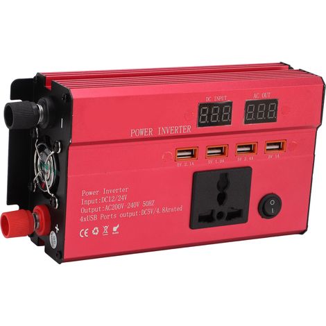 Convertisseur d'alimentation 420 W de DC 12 V/24 V à AC 220 V 50 Hz pour voiture, avec onde sinusoïdale modifiée, 4 ports USB et allume-cigare. (1/5)