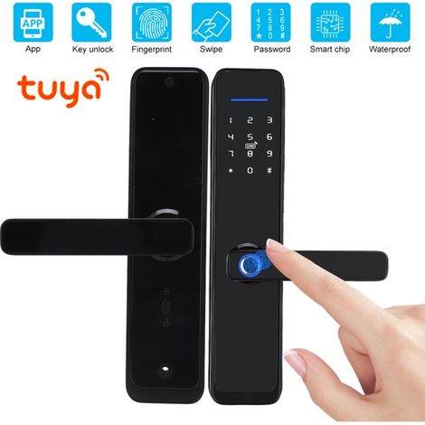 Jeffergarden WiFi poignée de porte électronique serrure mot de passe empreinte digitale IC carte travail à distance avec Tuya