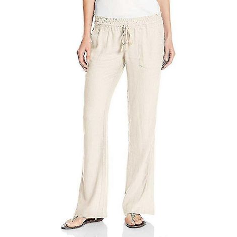 Damen-Strandhose aus Baumwoll-Leinen-Mischgewebe-L-apricot