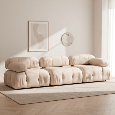 Modulares Sofa 3-Sitzer-Bubble-Samt in Beige