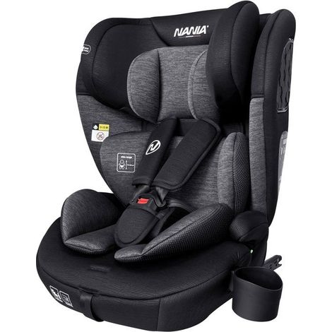 Isofix Kindersitz - NANIA - MILANO - Gruppe 1/2/3 - I-size - Mit Reduzierer - Schwarz (1/5)