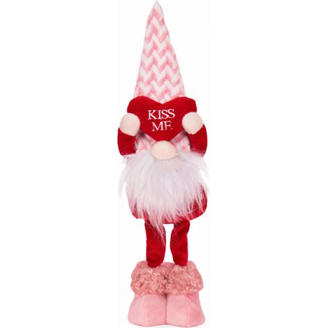 Valentinstag Zwerg, große stehende Figur, rosa mit Herz KISS ME KSN62