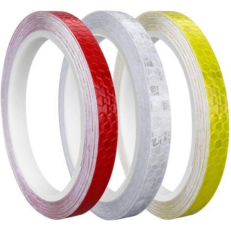 BUNTHAUS 3 rouleaux de ruban réfléchissant autocollant, 10 mm x 8 m, autocollants réfléchissants autocollants étanches, ruban réfléchissant d'avertissement pour vélos, casques, motos (1/5)