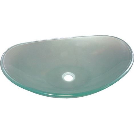 [JAMAIS UTILISE] ONDEE ZEN - Vasque ovale à poser PIROGUE - Transparent - 56x36,5cm - Verre - Sans trop plein (1/4)