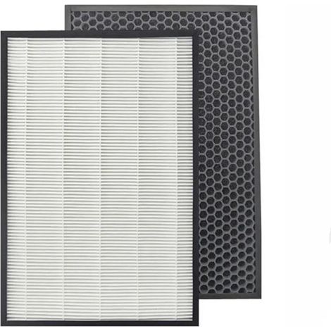 (1 jeu) Filtre HEPA H13 FZ-D40HFE et filtre à charbon actif FZ-D40DFE compatibles avec les aspirateurs Sharp KC-D40, KC-D50, KC-D40Y, KC-E40-W, KC-E50-W et KC-F50-W. (1/4)
