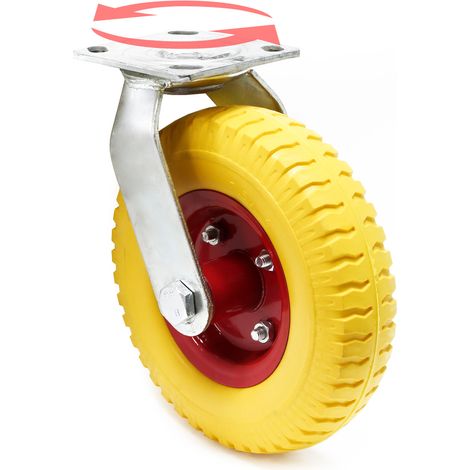 Wiltec – Roue de transport pivotante increvable 220 mm – Capacité 100 kg – Roue en PU pour chariots – Plaque de montage robuste – Usage silencieux (1/5)