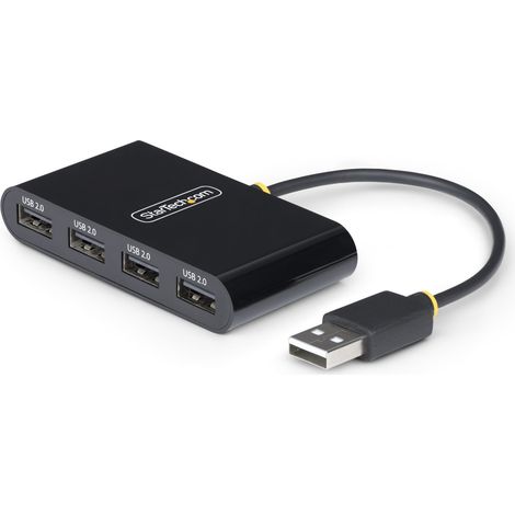 StarTech.com Hub USB 2.0 a 4 Porte, Splitter USB Portatile Alimentato da Bus Protezione da Sovracorrente (OCP), Adattatore Multiporta USB 480Mb Portatile (1/4)