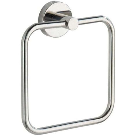 QORVA-Porte Serviette Salle de Bain mural, Anneau porte serviettes Bosio Shine, acier inox, 16x18x5 cm, brillant (1/3)